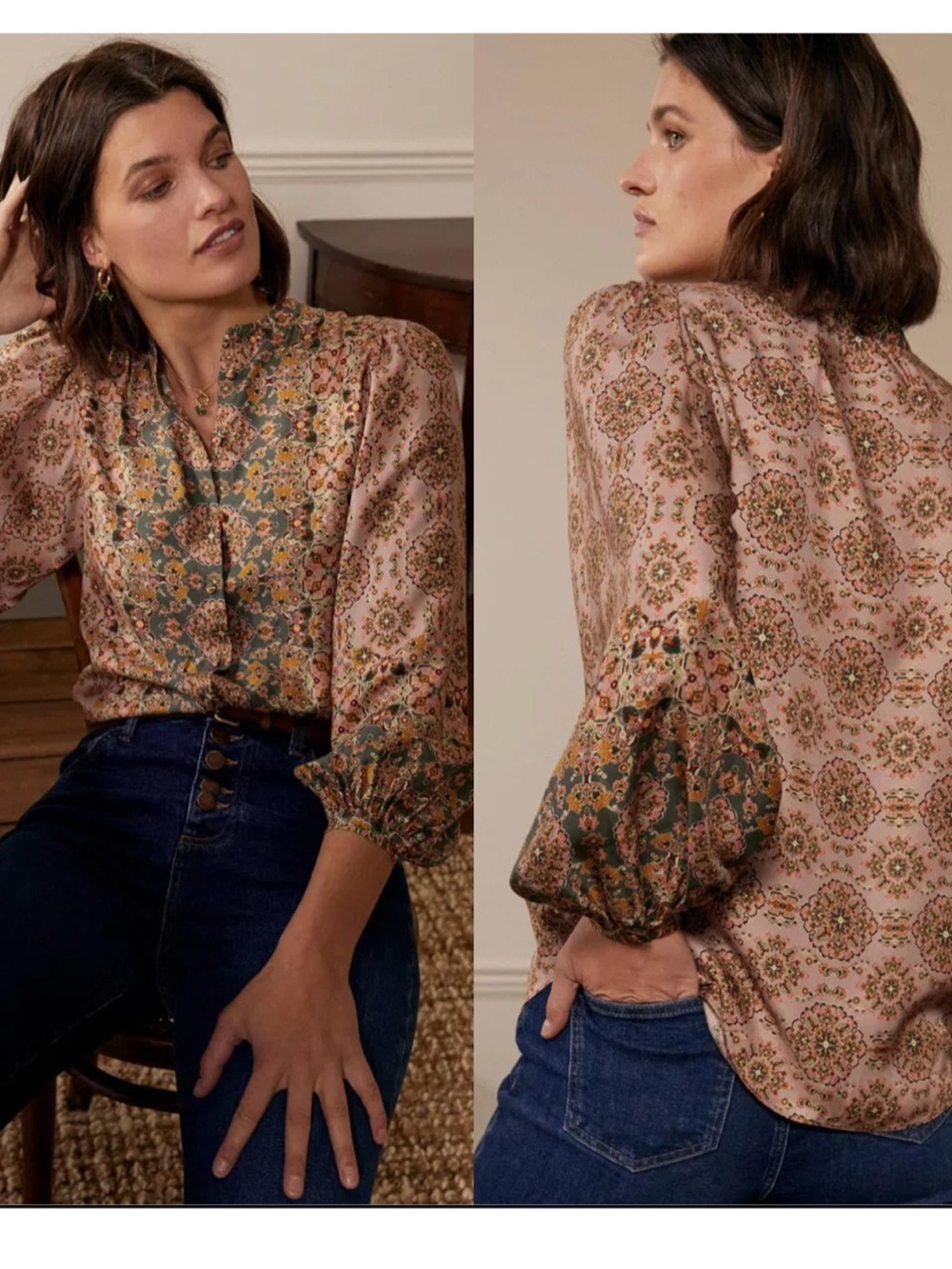 LIKE NEW BODEN Blouson Sleeve Blouse